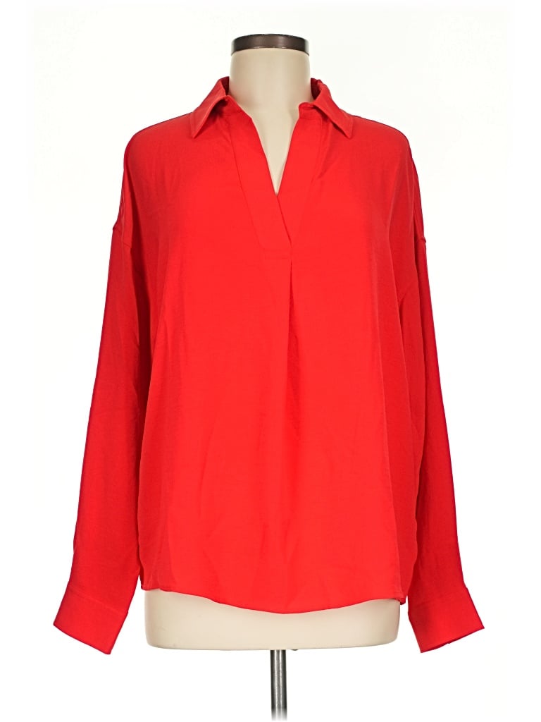 Pre-owned Rafaella Long Sleeve Blouse In Red
