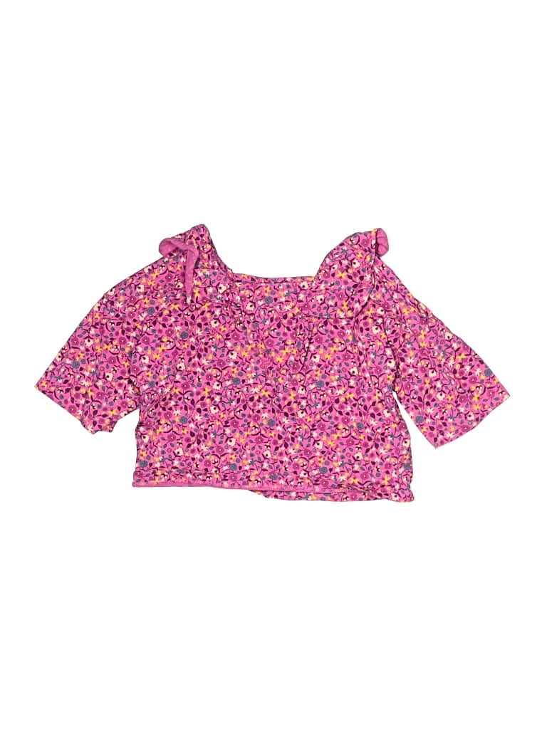 Pre-owned Tea Kids' 3/4 Sleeve Top Pink Square Neckline Tops