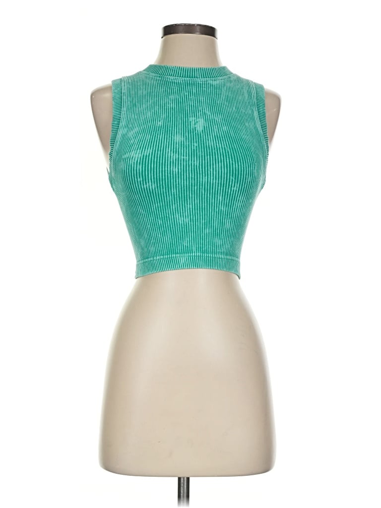 Pre-owned Zenana Tank Top Green Halter Neckline Tops
