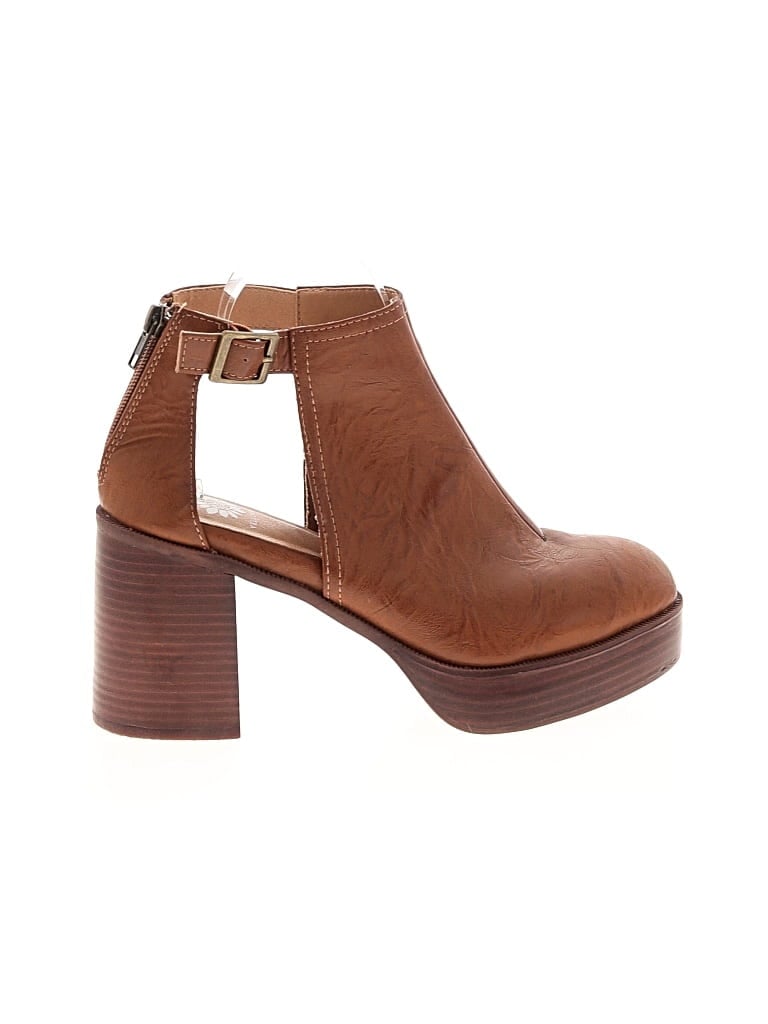 Pre-owned Yellow Box Ankle Boots In Brown