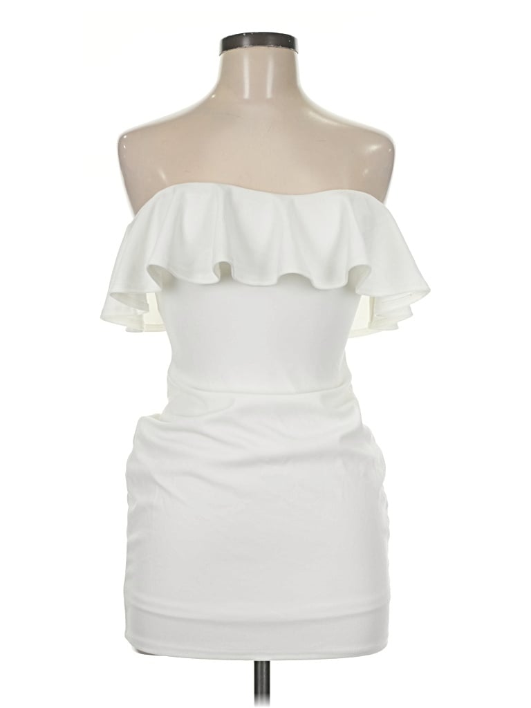 Pre-owned Blue Blush Sleeveless Top White Strapless Neckline Tops