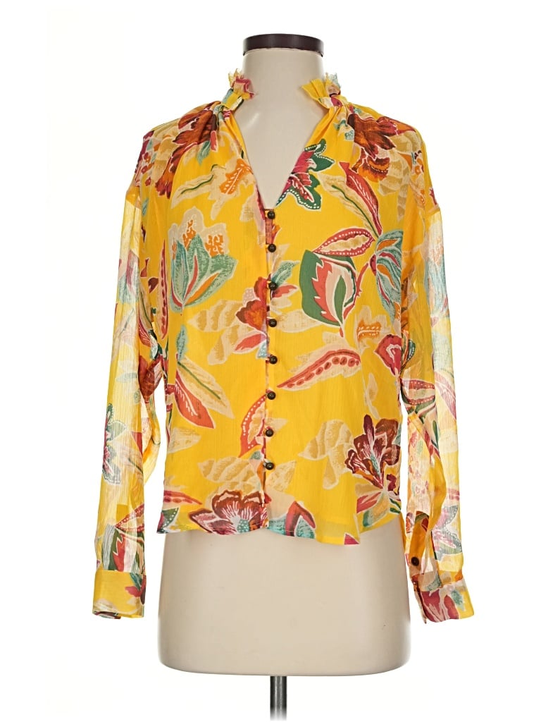 Pre-owned Pilcro Long Sleeve Blouse In Yellow