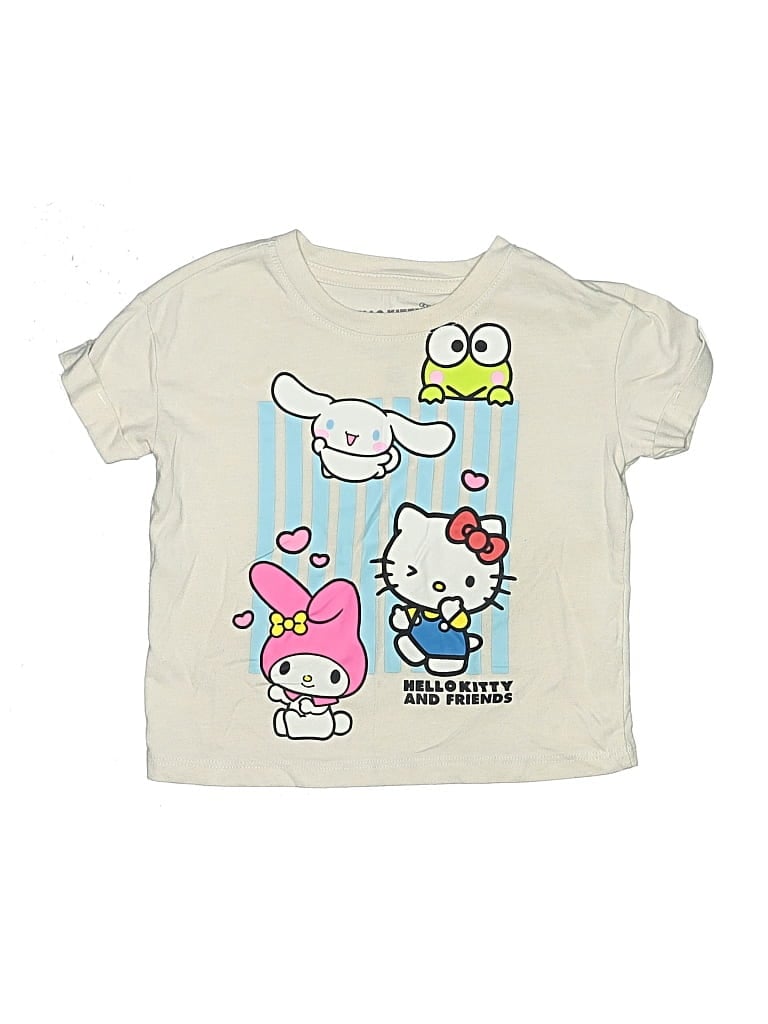 Pre-owned Sanrio Kids' Short Sleeve Top Ivory Sweetheart Neckline Tops