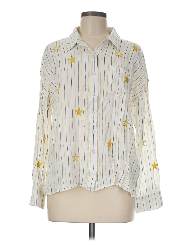 Pre-owned Hem & Thread Long Sleeve Button Down Shirt In Yellow