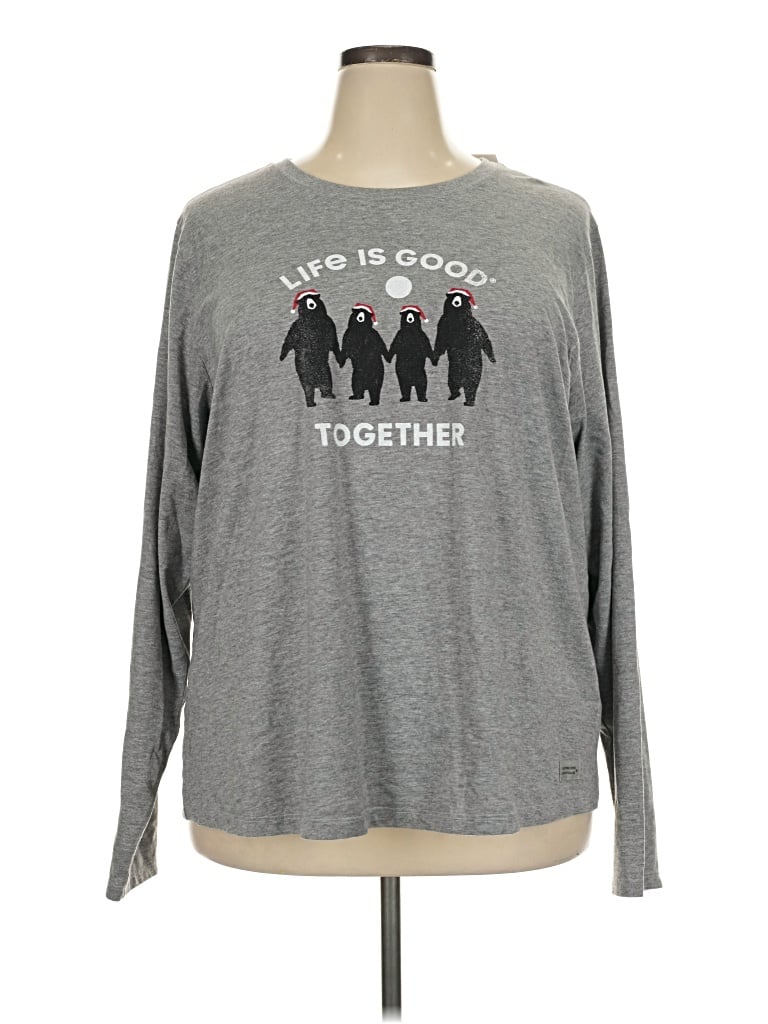 Life Is Good Long Sleeve T-shirt In Gray