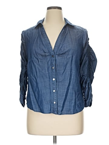 White House Black Market 3/4 Sleeve Button-Down Shirt (view 1)