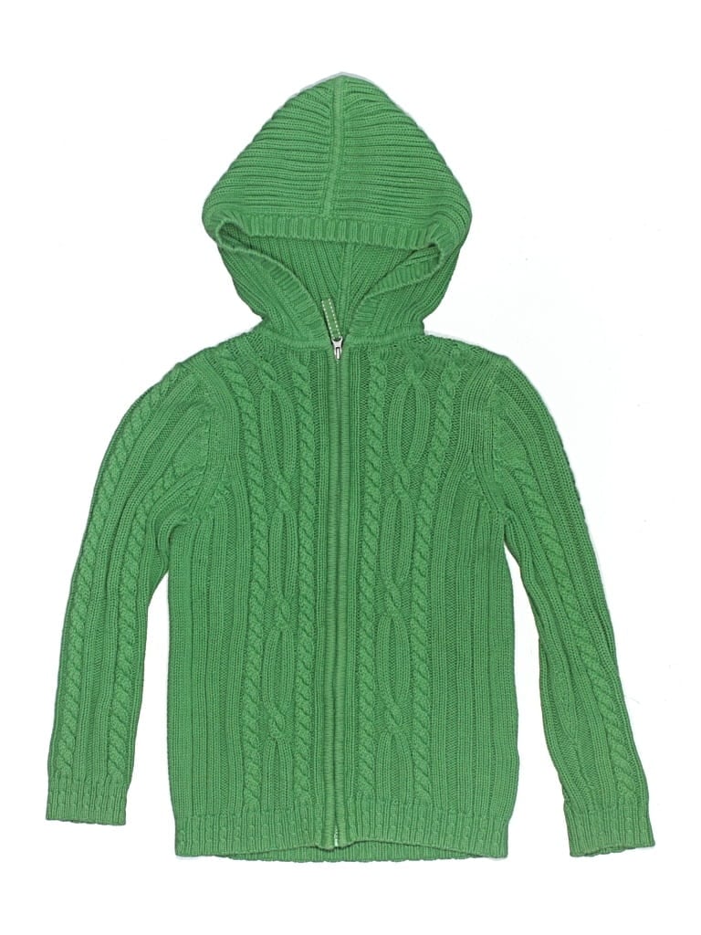 Pre-owned Lands' End Kids'  Cardigan Sweater In Green