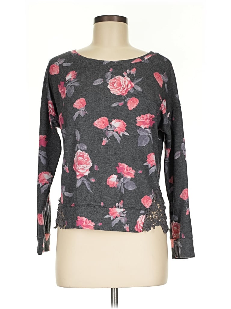 Pre-owned Almost Famous Long Sleeve Top Black Boatneck Tops