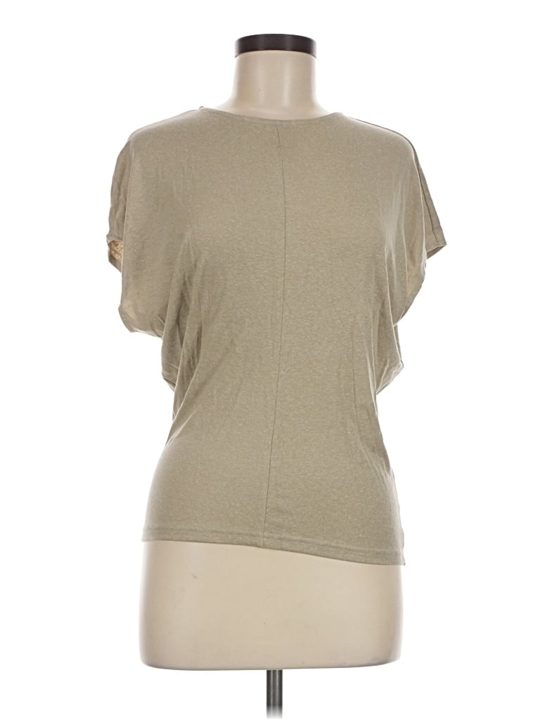 Ogl Short Sleeve Top Tan Keyhole Neckline Tops