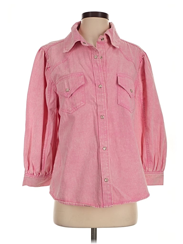 Pre-owned Entro 3/4 Sleeve Button Down Shirt In Pink
