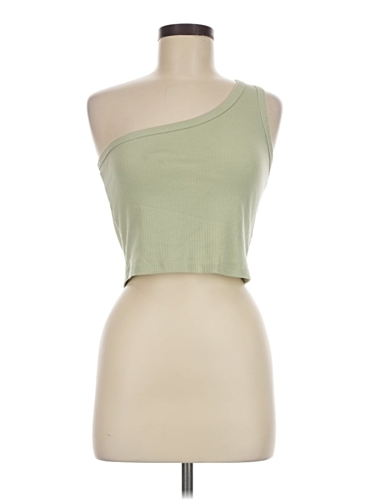 Pre-owned Double Zero Tube Top Green One Shoulder Neckline Tops