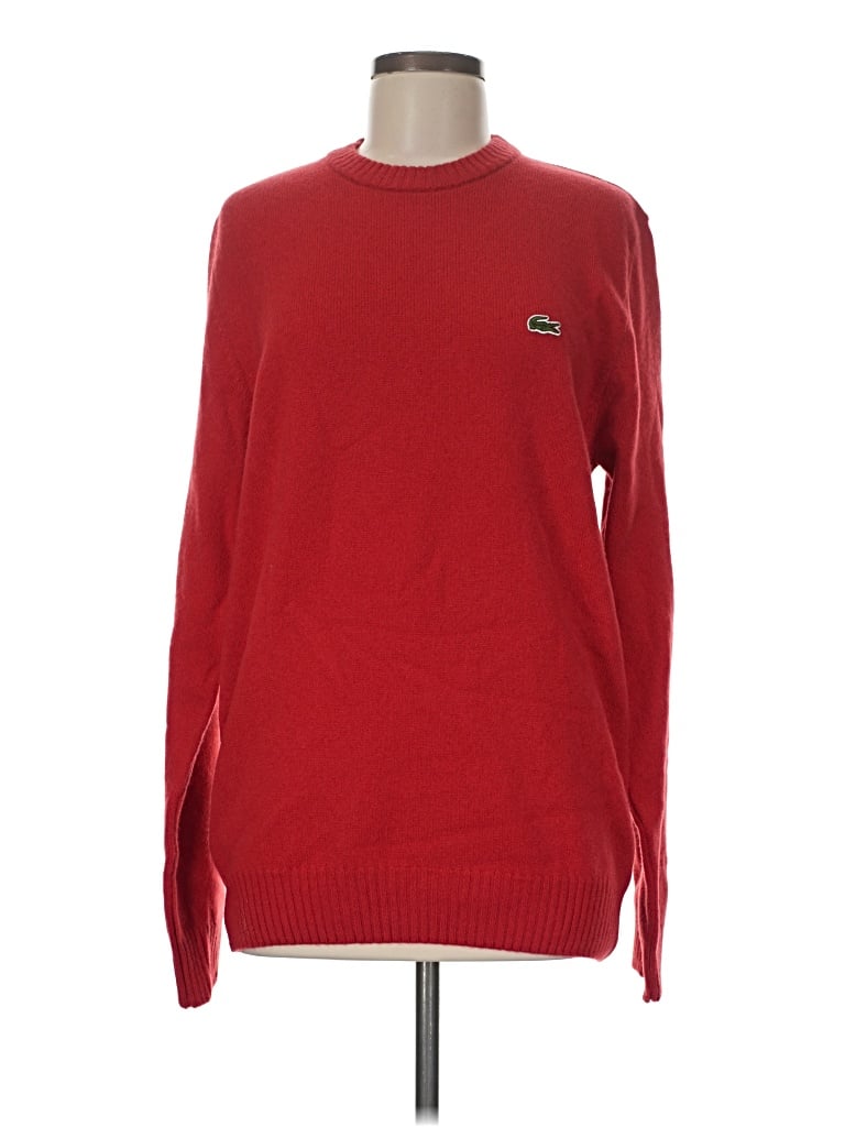 Pre-owned Lacoste Wool Pullover Sweater In Red