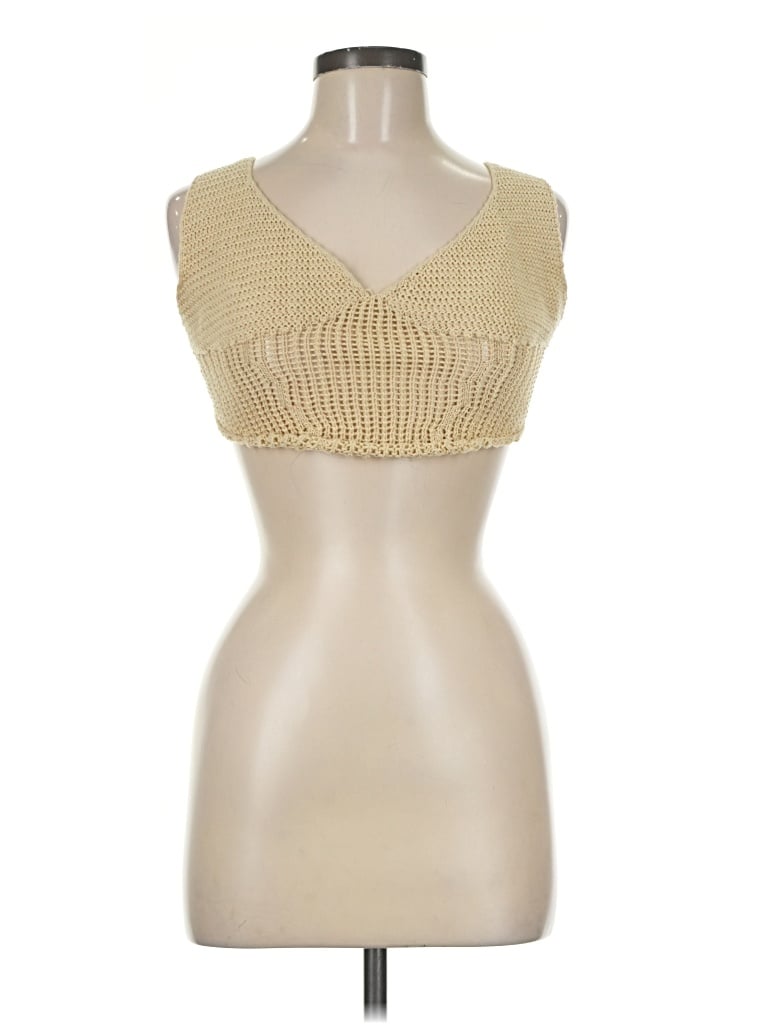 Pre-owned Commense Sleeveless Top Gold Sweetheart Neckline Tops