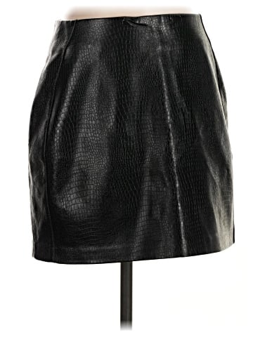 Aqua Faux Leather Skirt (view 1)