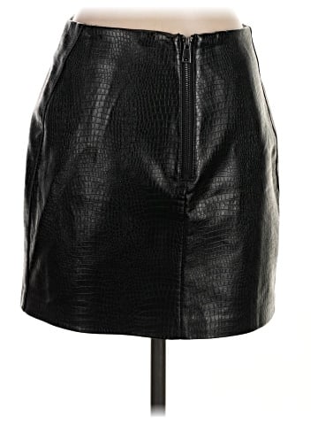 Aqua Faux Leather Skirt (view 2)