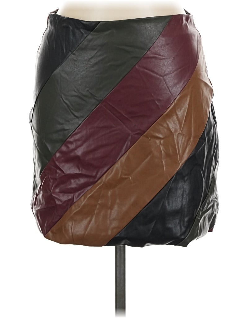 Pre-owned Fab'rik Faux Leather Skirt In Burgundy