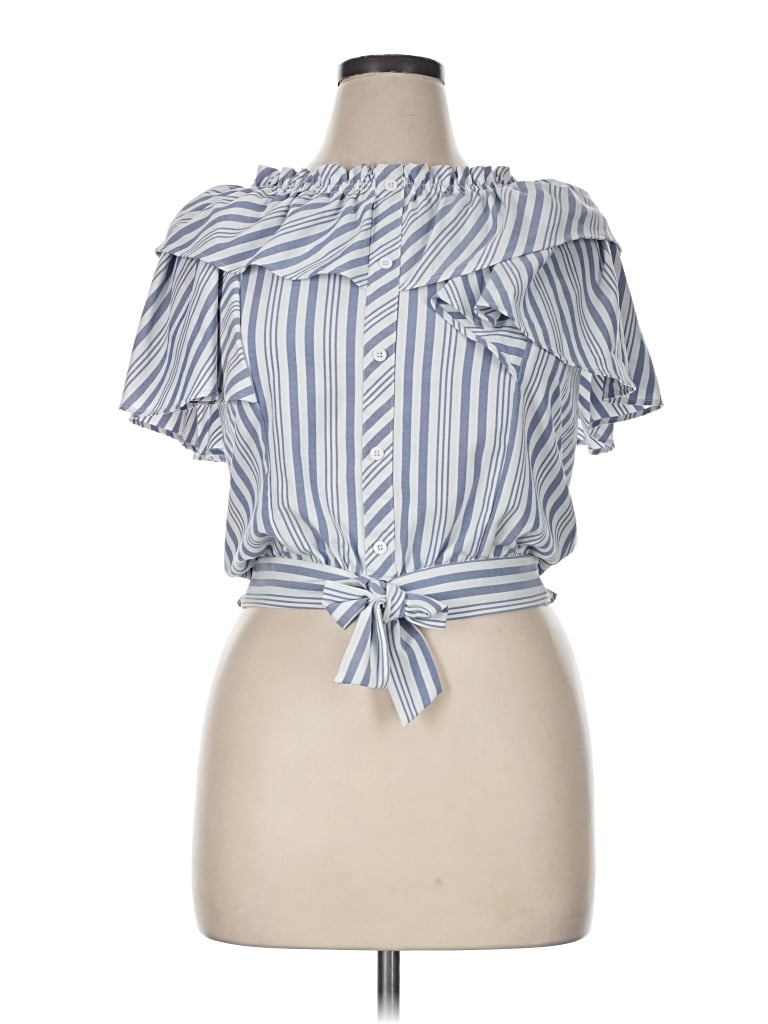 Pre-owned Habitual Short Sleeve Blouse In Blue
