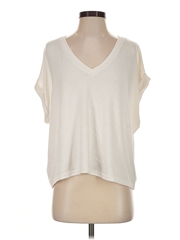 Pre-owned Mod Ref Short Sleeve Top Ivory V-neck Tops