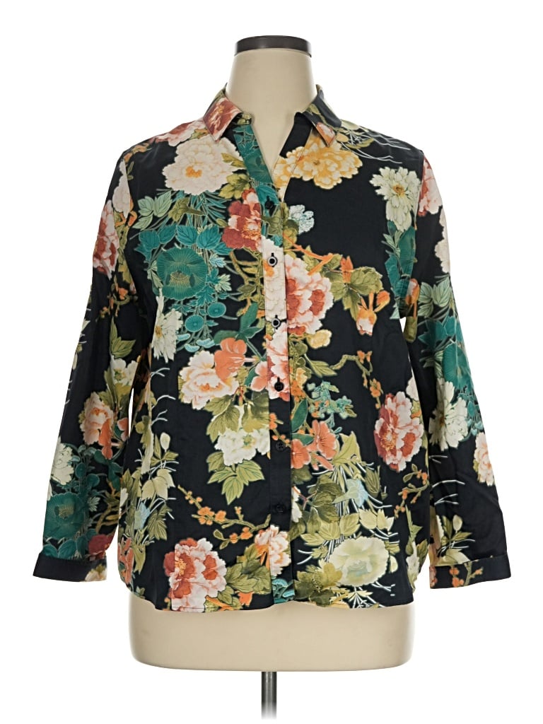 Pre-owned Chico's 3/4 Sleeve Blouse In Black