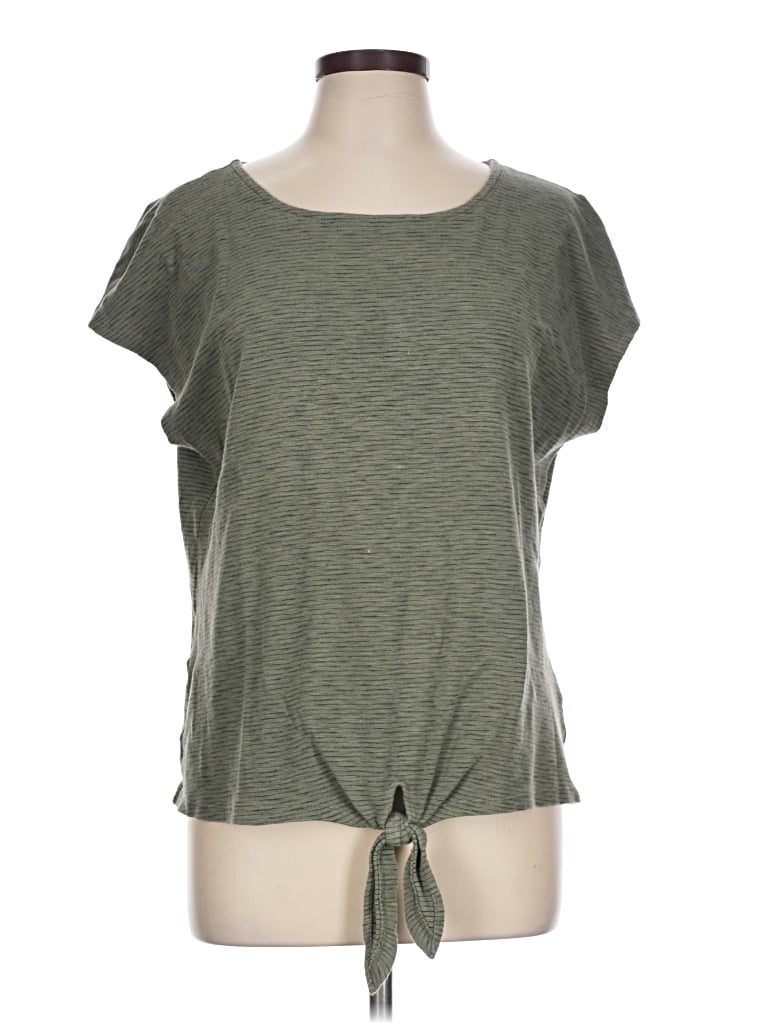Pre-owned T By Talbots Short Sleeve Top Green Keyhole Neckline Tops