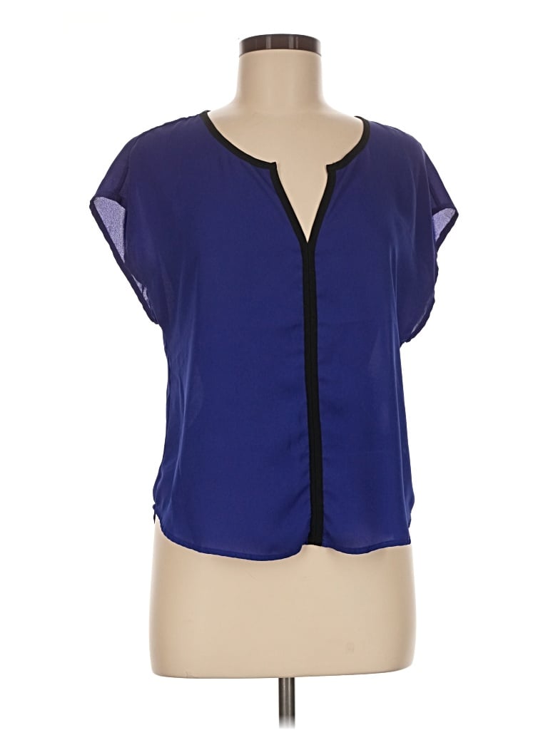 Pre-owned Lily White Short Sleeve Blouse In Blue