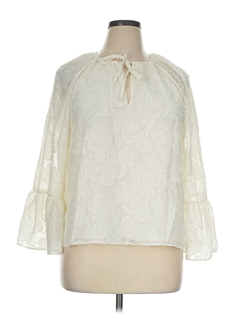 Pre-owned Nordstrom Rack 3/4 Sleeve Blouse In Ivory