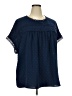 Unbranded 100% Polyester Blue Short Sleeve Blouse Size 3X - photo 1