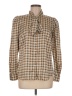 Ann Taylor 100% Polyester Houndstooth Brown Long Sleeve Blouse Size 8 - photo 1