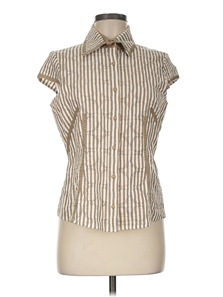 Pre-owned Per Se Sleeveless Button Down Shirt In Ivory