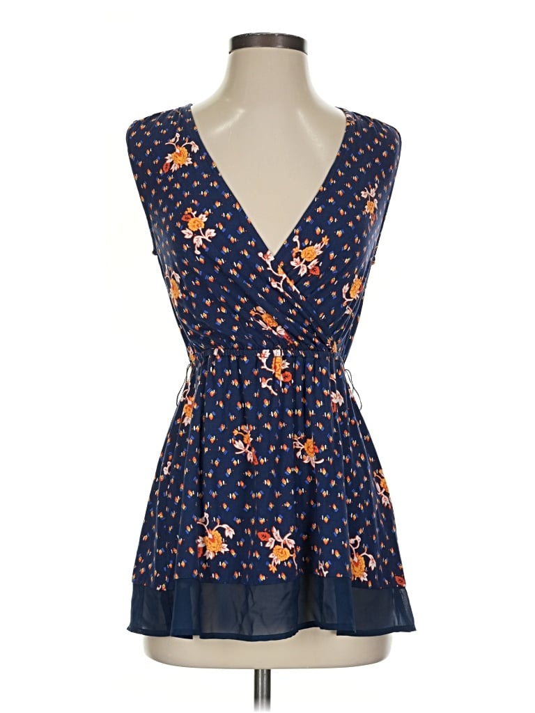 Pre-owned Modcloth Tank Top Blue Plunge Neckline Tops