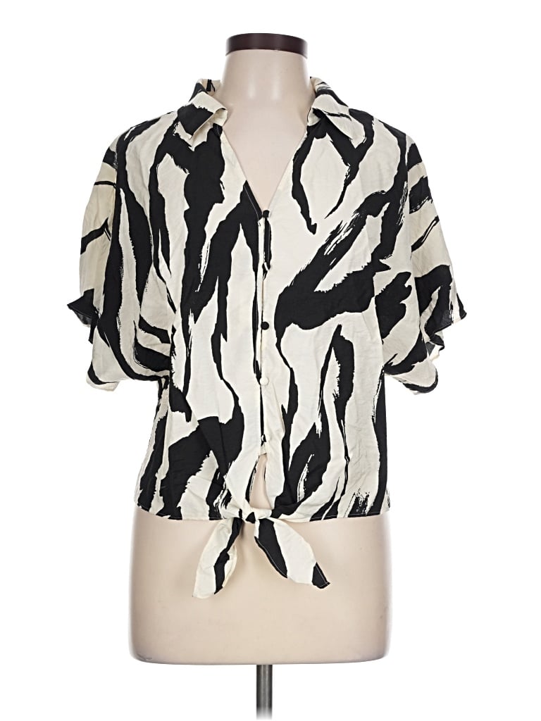 Pre-owned Pleione Short Sleeve Blouse In Ivory
