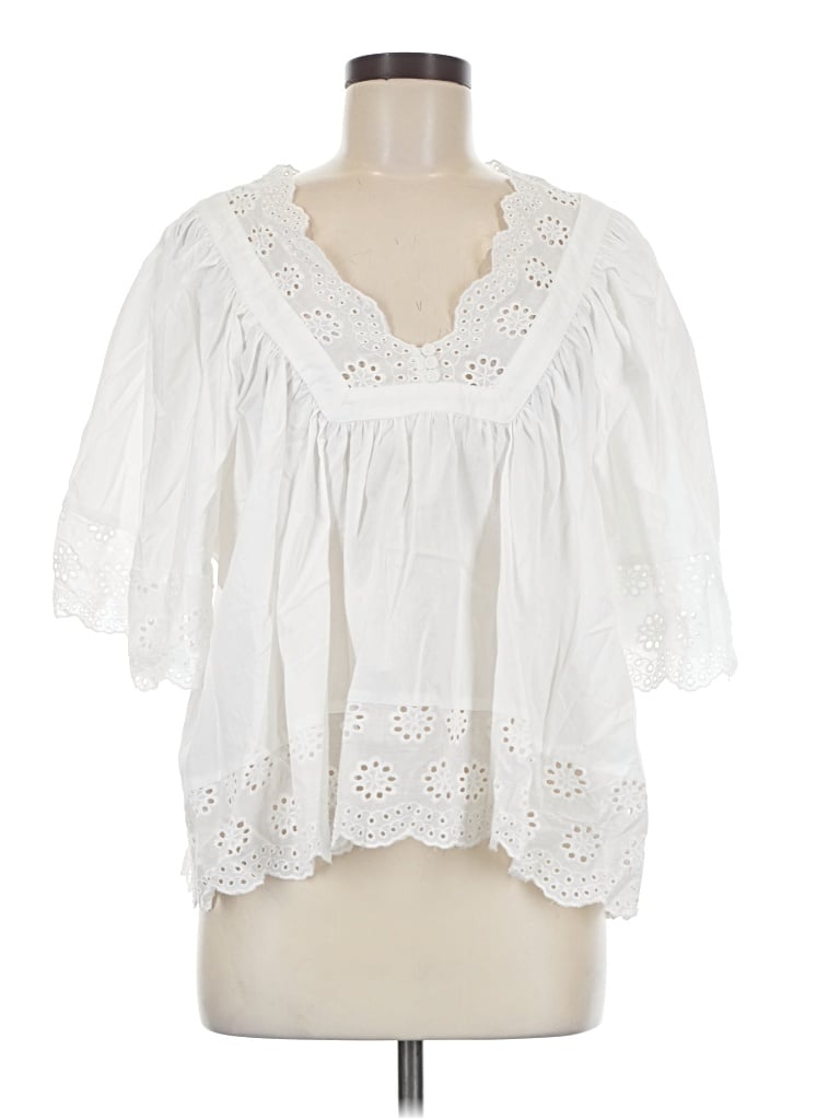 Pre-owned Pink Lily 3/4 Sleeve Blouse In White