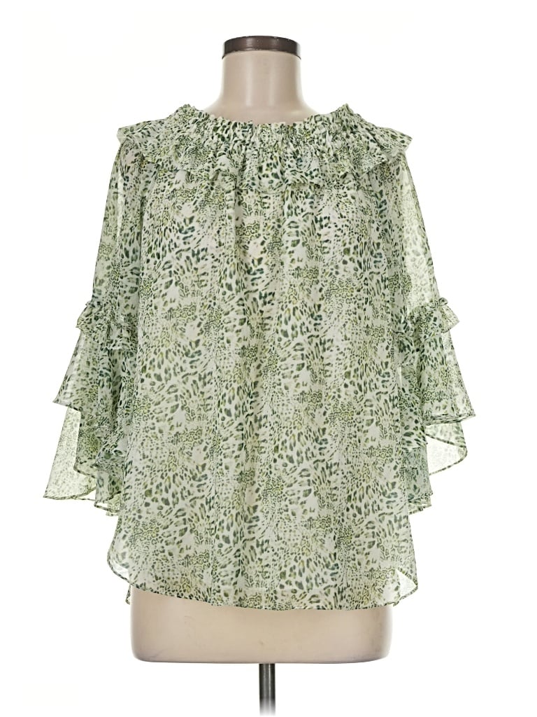 Pre-owned Sara Campbell 3/4 Sleeve Blouse In Green
