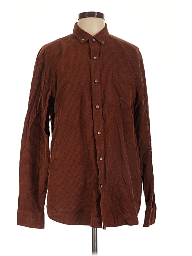 Pre-owned Johnston & Murphy Long Sleeve Button Down Shirt In Brown