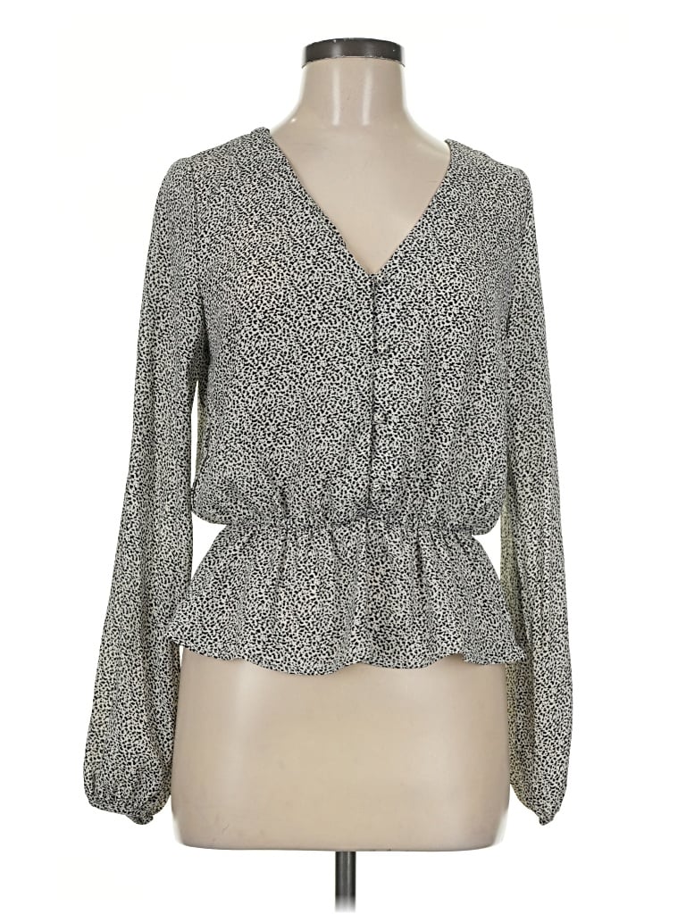 Pre-owned Sienna Sky Long Sleeve Blouse In Gray