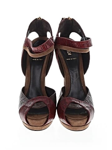 Fendi Croc Embossed Leather Platform Sandals (view 2)