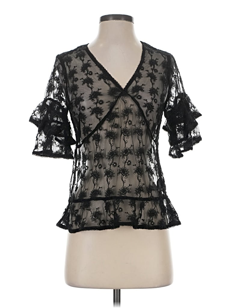Pre-owned Allsaints Short Sleeve Blouse In Black