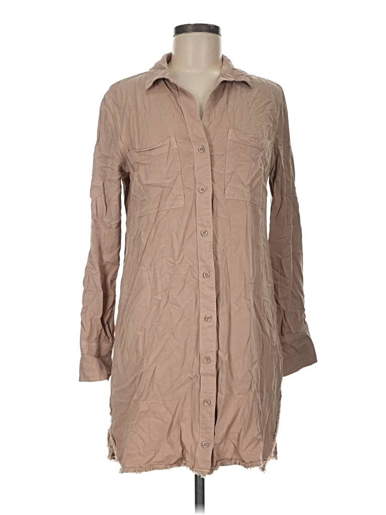 Pre-owned Cloth & Stone 3/4 Sleeve Button Down Shirt In Tan