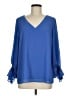 Halogen 100% Polyester Blue Long Sleeve Blouse Size M - photo 1