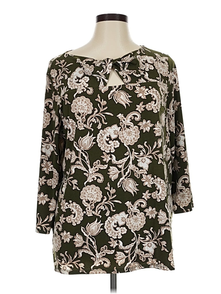 Pre-owned Chico's 3/4 Sleeve Blouse In Green