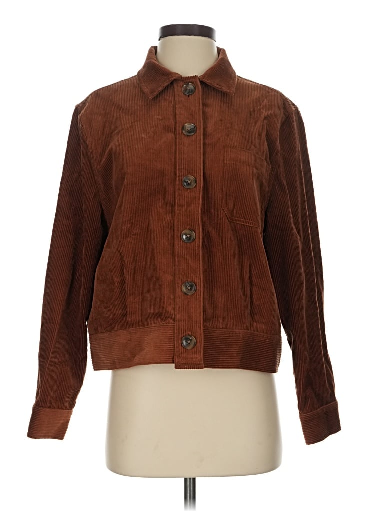Pre-owned Amour Vert Long Sleeve Button Down Shirt In Brown