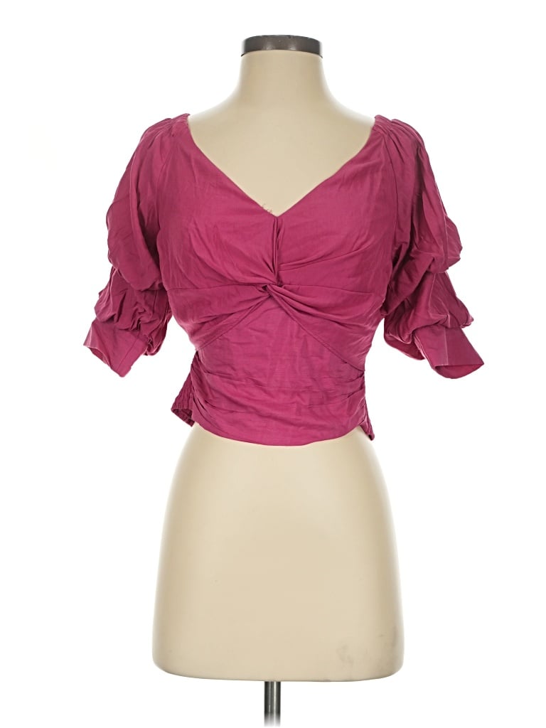 Pre-owned Vestique 3/4 Sleeve Blouse In Burgundy