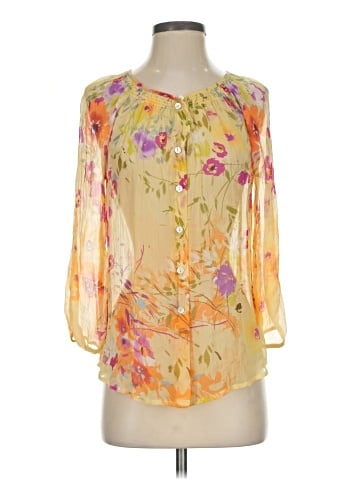 Sundance 3/4 Sleeve Silk Top (view 1)