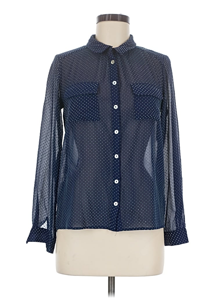 Pre-owned Olive & Oak Long Sleeve Blouse In Blue