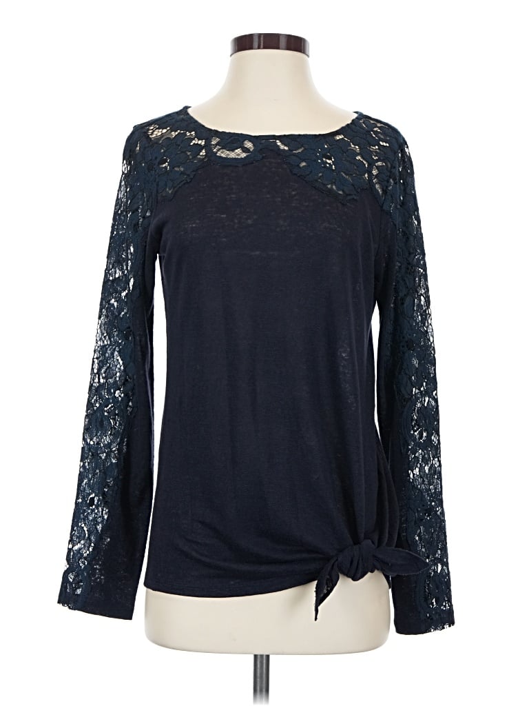 Pre-owned Sundance Long Sleeve Top Blue Boatneck Tops
