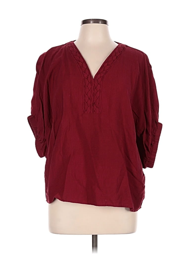 Pre-owned Entro 3/4 Sleeve Blouse In Burgundy