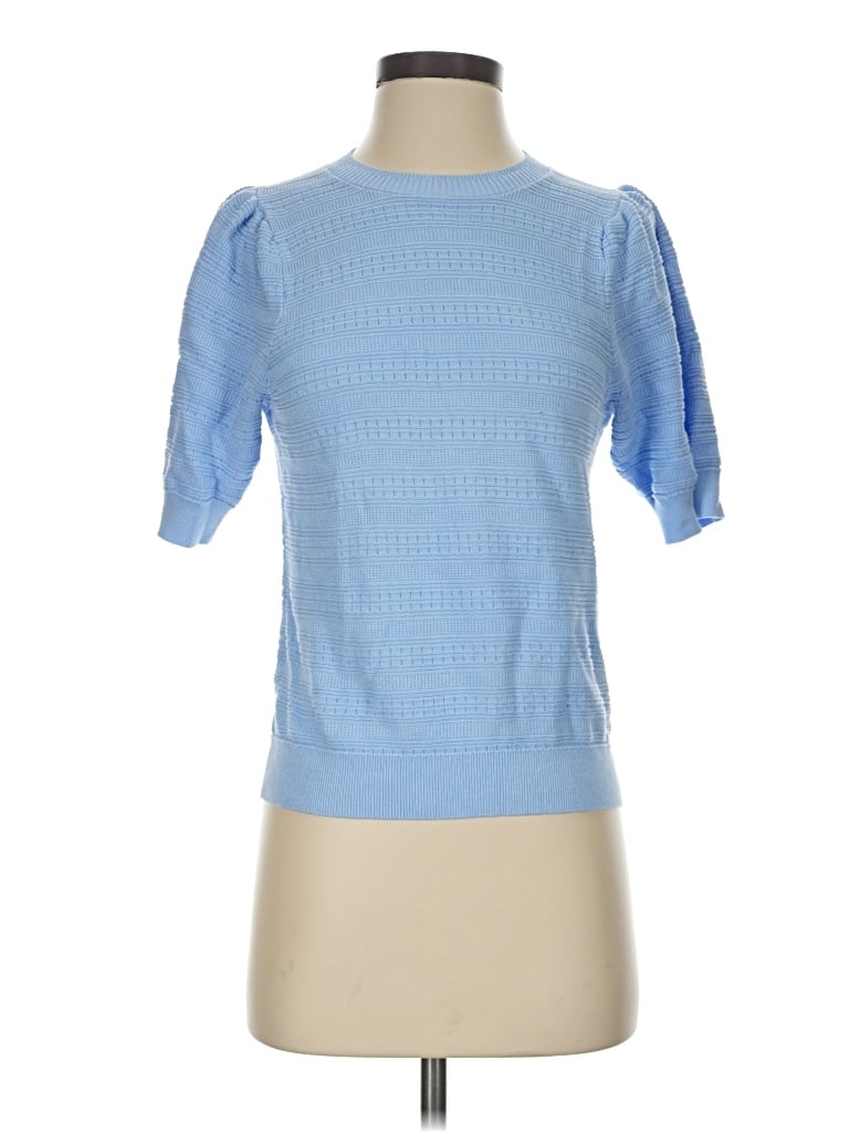 Pre-owned Free Assembly Short Sleeve Turtleneck In Blue