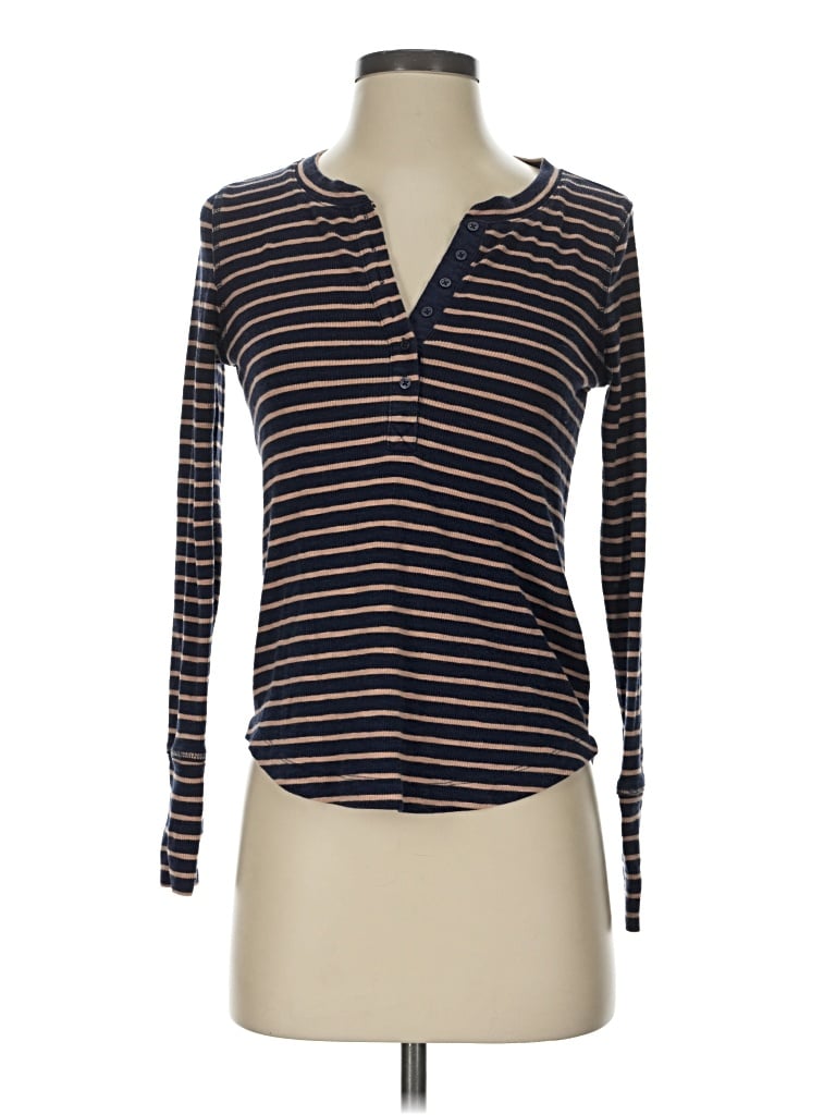 Pre-owned Gap Long Sleeve Henley Shirt In Blue