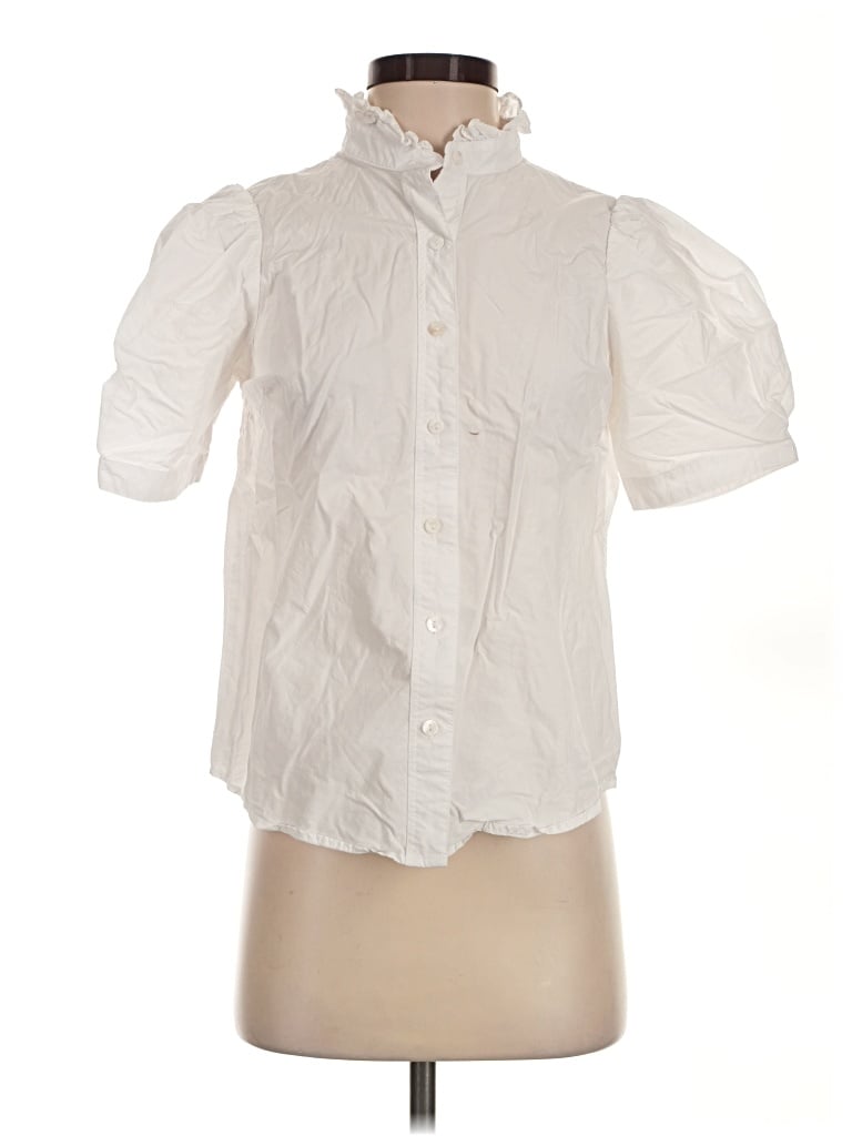 Pre-owned Pomander Place Short Sleeve Blouse In White