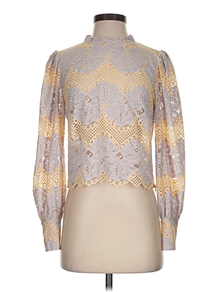 Pre-owned Left Coast By Dolan Long Sleeve Blouse In Silver